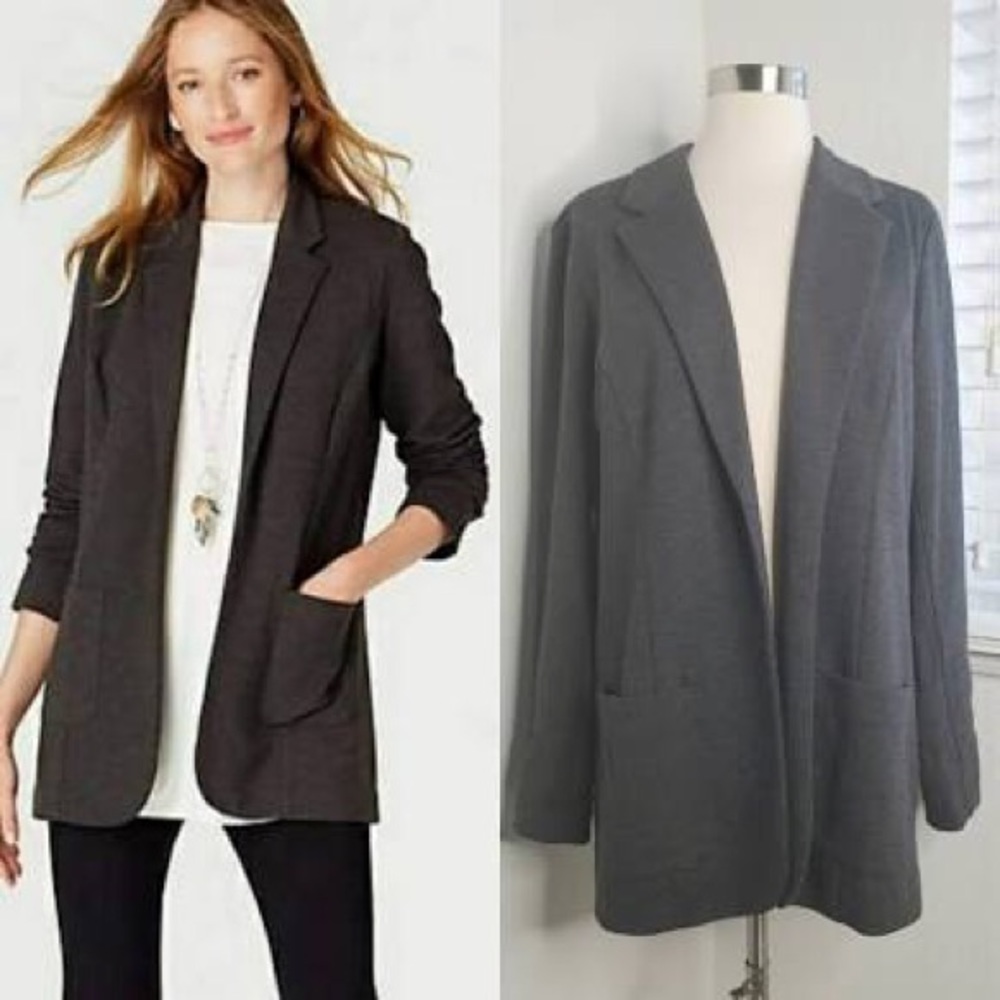 J. Jill Ponte Knit Boyfriend Jacket Cardigan MED